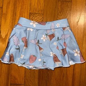 Mystic Moon Handmade Light Blue Skirt with Floral and Mushroom Design